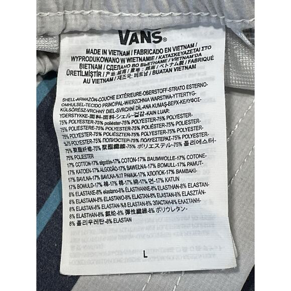 Vans Board Shorts Men’s Sz Large Blue/Gray Striped Quick Dry, Drawstring Pockets - Picture 11 of 13